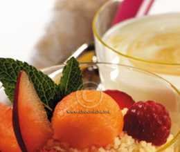 Couscous aux fruits et yaourt au miel de citronnier, façon saykouk